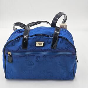 Gianfranco Ferre Royal Blue 90s Jaquard Floral Debossed Print Boston Satchel Bag